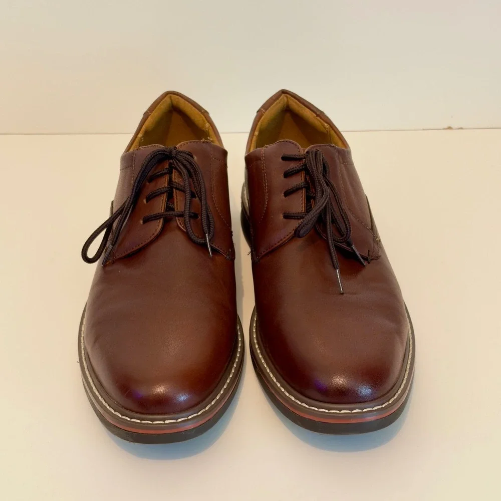 Florsheim Mens Brown Leather Plain Toe Derby Dress Shoes 13369-222‎ Size 10M